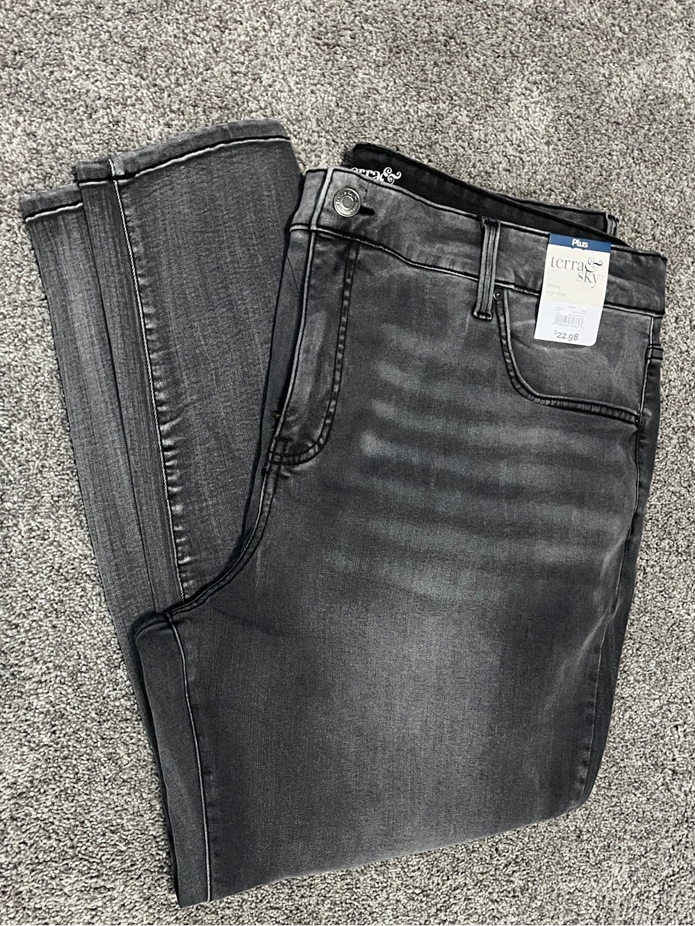 Terra & Sky Women's Gray Skinny Jeans 22W Petite NWT